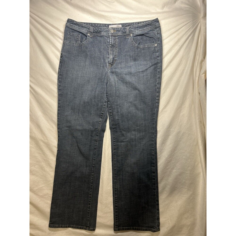 Chicos Platinum Jeans Womens Size US 16 Dark Wash Denim Straight Leg Stretch
